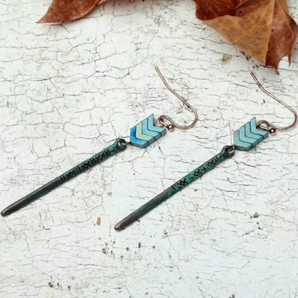 PATINA Chevron hematite dangle earrings